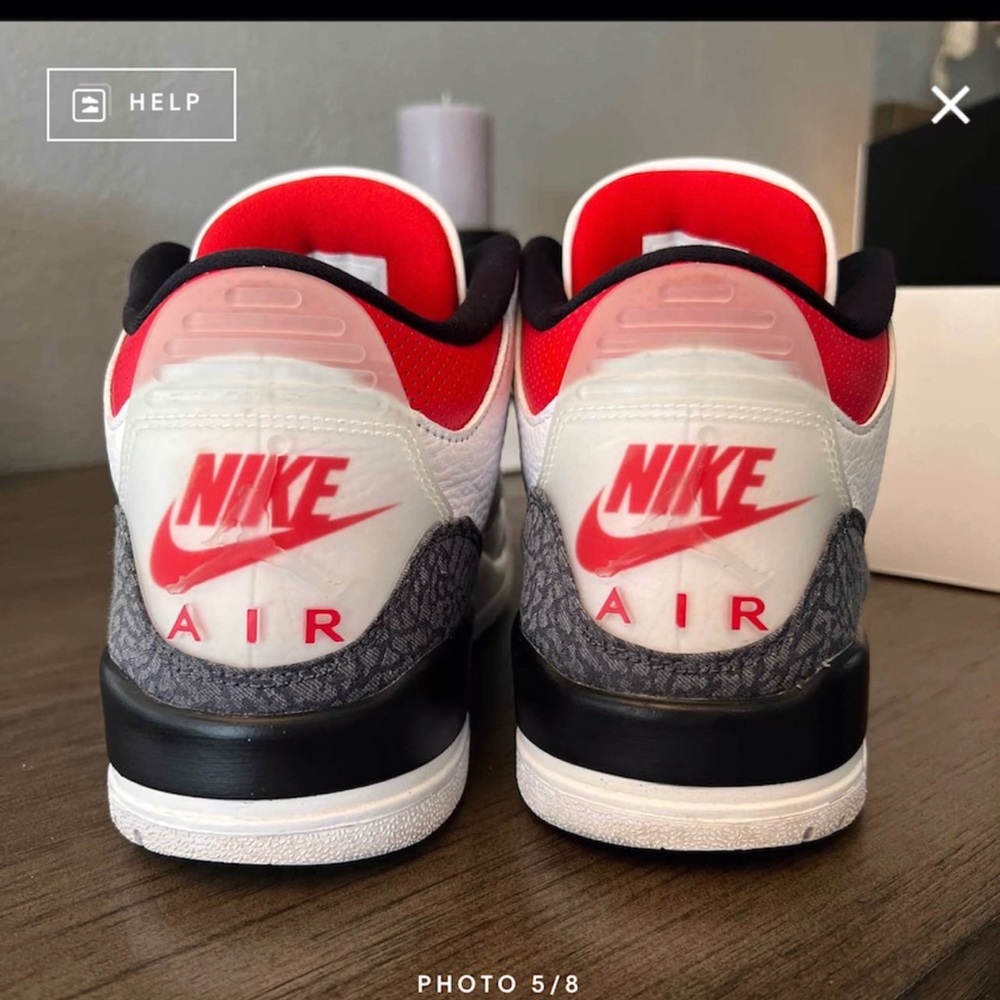 Jordan 3 denim fire red 3’s